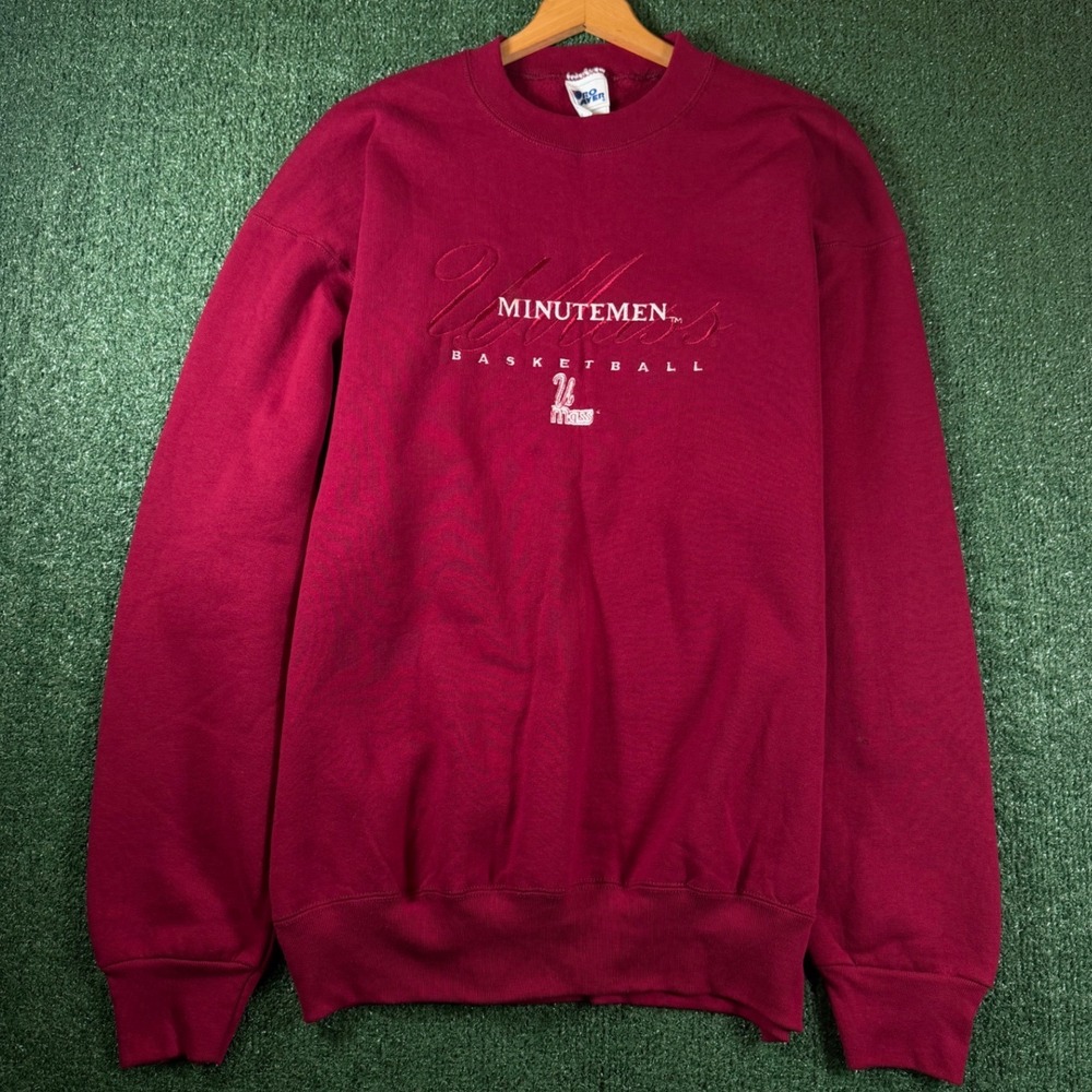 Pro Player Sweatshirt Mens XL Maroon Good UMass Minutemen Basketball Vintage USA